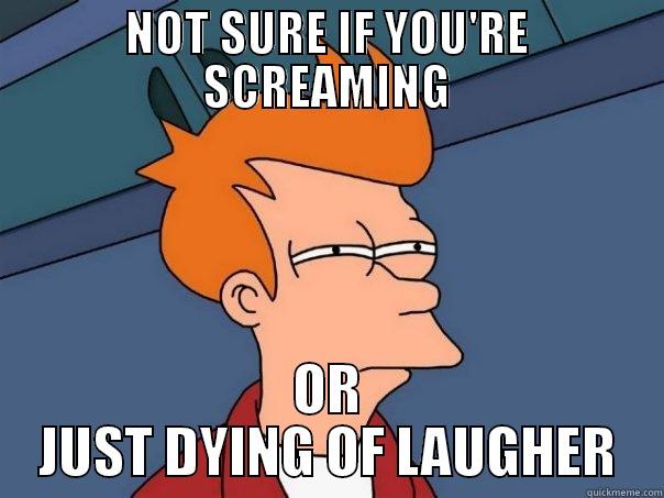NOT SURE IF YOU'RE SCREAMING OR JUST DYING OF LAUGHER Futurama Fry