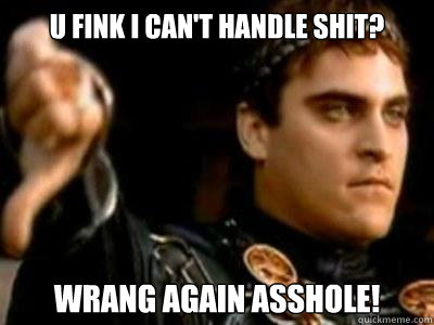 U fink I can't Handle Shit? WRANG AGAIN ASSHOLE!  Downvoting Roman