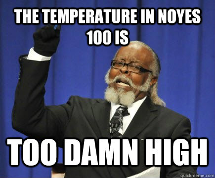 The temperature in Noyes 100 is TOO DAMN HIGH  Too Damn High