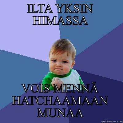 ILTA YKSIN HIMASSA VOIS MENNÄ HATCHAAMAAN MUNAA Success Kid