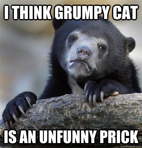 I think grumpy cat is an unfunny prick  Confession Bear