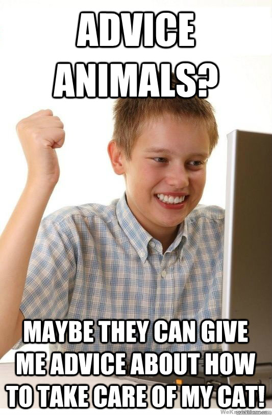 Advice Animals? Maybe they can give me advice about how to take care of my cat! - Advice Animals? Maybe they can give me advice about how to take care of my cat!  First Day On Internet Kid