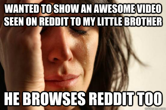 Wanted to show an awesome video seen on reddit to my little brother He browses reddit too  First World Problems