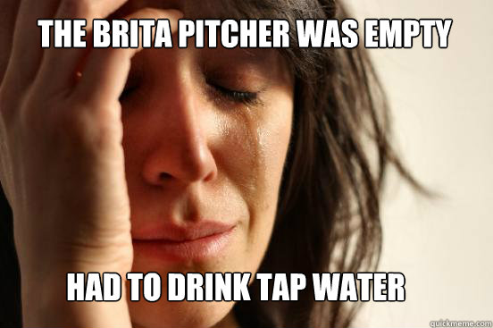 The brita pitcher was empty had to drink tap water  First World Problems