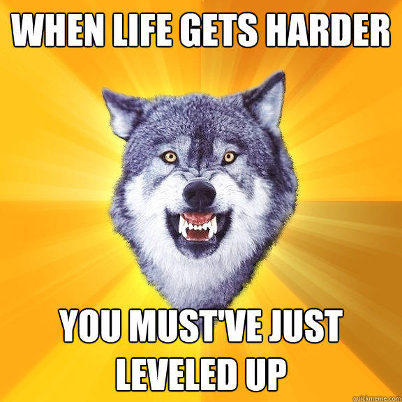 WHEN LIFE GETS HARDER YOU MUST'VE JUST LEVELED UP  Courage Wolf