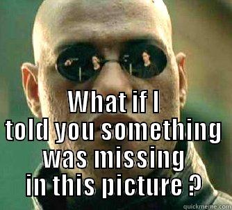 haha yes -  WHAT IF I TOLD YOU SOMETHING WAS MISSING IN THIS PICTURE ? Matrix Morpheus