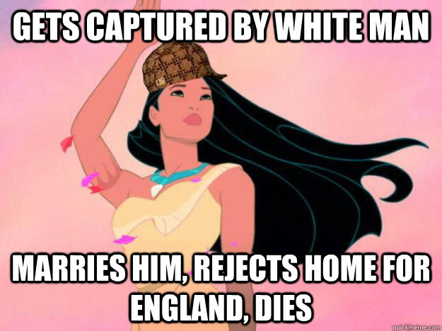 gets captured by white man marries him, rejects home for england, dies  