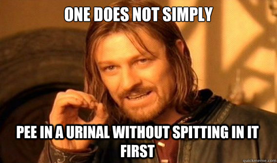 ONE DOES NOT SIMPLY PEE IN A URINAL WITHOUT SPITTING IN IT FIRST  One Does Not Simply