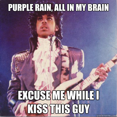 Purple Rain, all in my brain Excuse me while i 
kiss this guy  Prince Meme