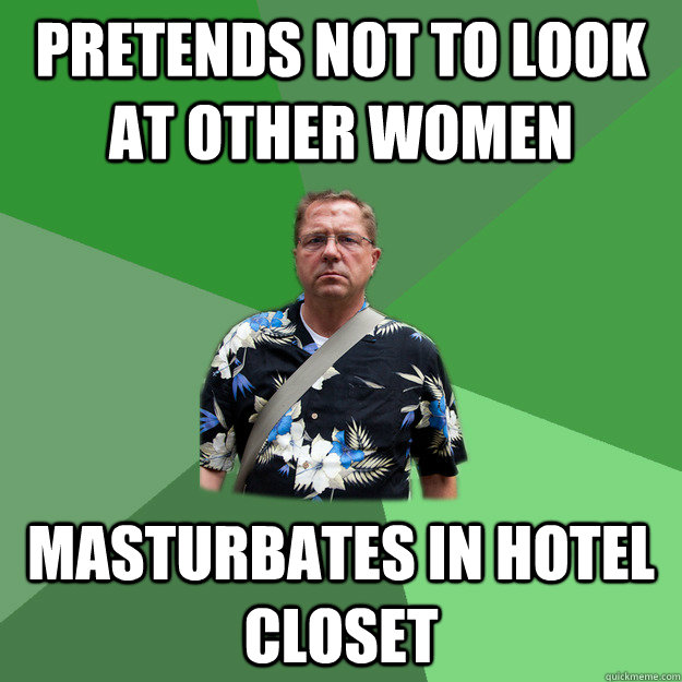 Pretends not to look at other women masturbates in hotel closet  Nervous Vacation Dad