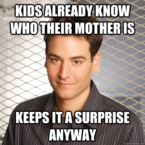 Kids already know who their mother is keeps it a surprise anyway  Scumbag Ted Mosby