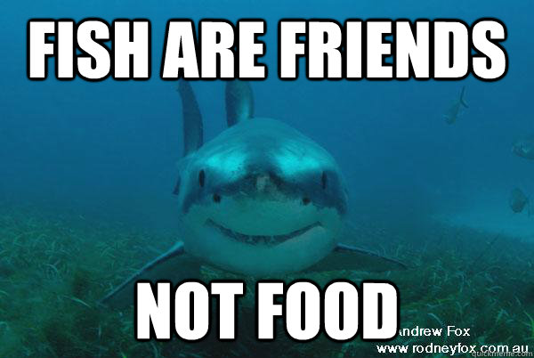 Fish are friends not food - Fish are friends not food  Good Guy Shark