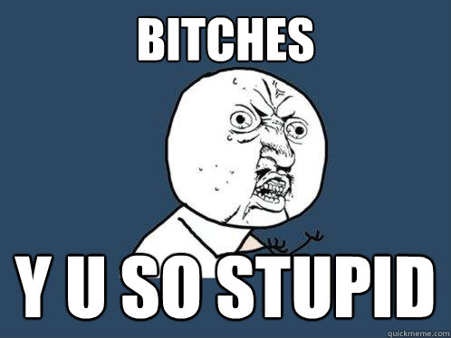 BITCHES Y U SO STUPID
  Y U No