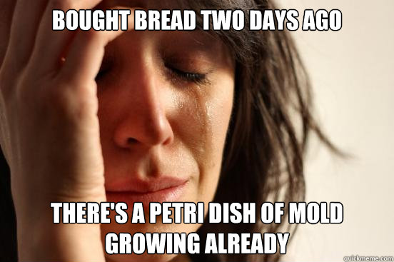 Bought bread two days ago there's a petri dish of mold growing already  First World Problems