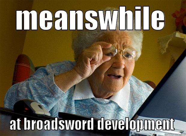 MEANSWHILE AT BROADSWORD DEVELOPMENT Grandma finds the Internet