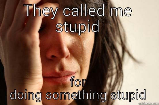 THEY CALLED ME STUPID FOR DOING SOMETHING STUPID First World Problems