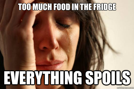 too much food in the fridge Everything spoils  First World Problems