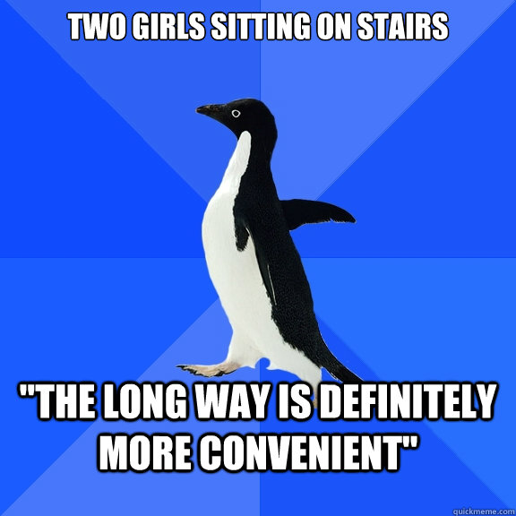 Two girls sitting on stairs 