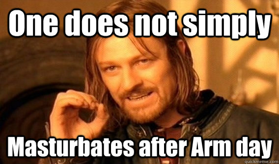 One does not simply Masturbates after Arm day   