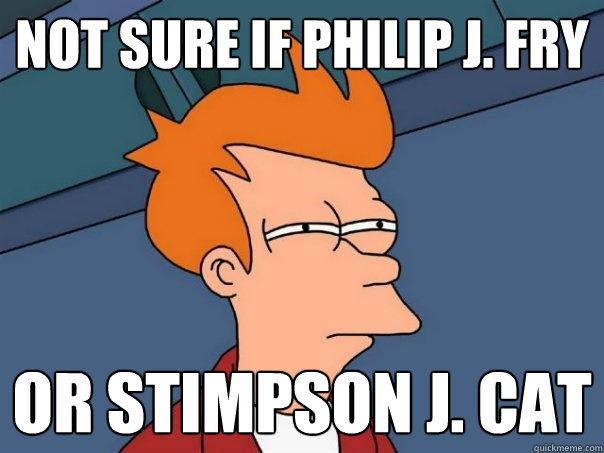 Not sure if Philip J. Fry Or Stimpson J. Cat  Futurama Fry