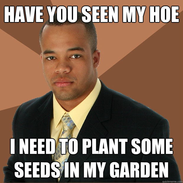 Have you seen my hoe I need to plant some seeds in my garden - Have you seen my hoe I need to plant some seeds in my garden  Successful Black Man