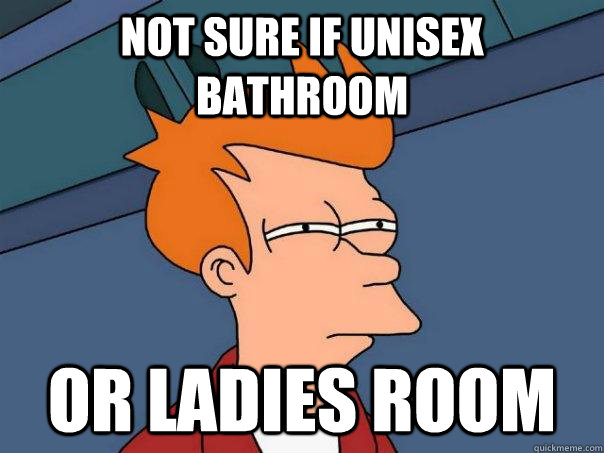not sure if Unisex bathroom or Ladies Room  Futurama Fry