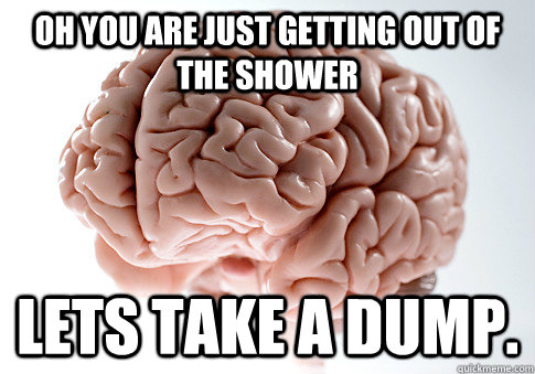 Oh you are just getting out of the shower Lets take a dump. - Oh you are just getting out of the shower Lets take a dump.  Scumbag Brain