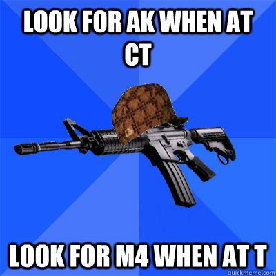 look for ak when at ct look for m4 when at t  Scumbag CS Weapon