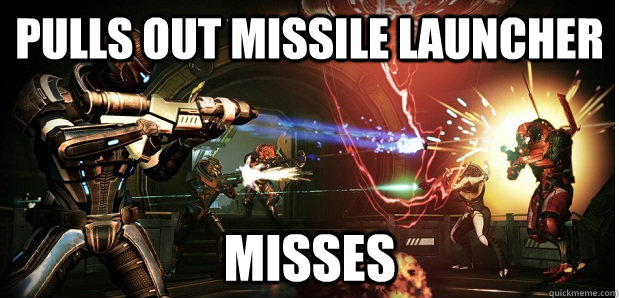 Pulls out Missile Launcher Misses  Mass Effect Multiplayer