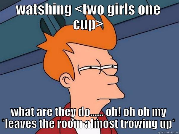 WATSHING <TWO GIRLS ONE CUP> WHAT ARE THEY DO...... OH! OH OH MY *LEAVES THE ROOM ALMOST TROWING UP* Futurama Fry