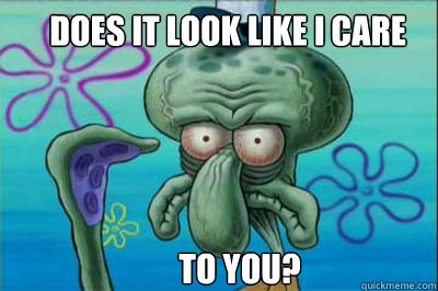 DOES IT LOOK LIKE I CARE TO YOU?  Fo Serious Squidward