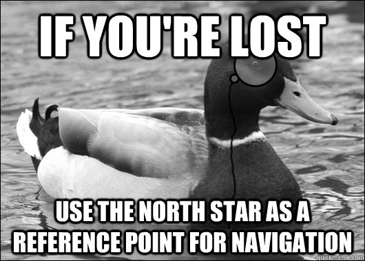 If you're lost  use the north star as a reference point for navigation - If you're lost  use the north star as a reference point for navigation  Outdated Advice Mallard