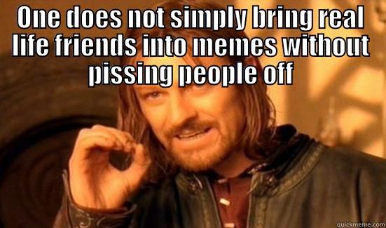 One does not simply bring people into memes - ONE DOES NOT SIMPLY BRING REAL LIFE FRIENDS INTO MEMES WITHOUT PISSING PEOPLE OFF  Boromir
