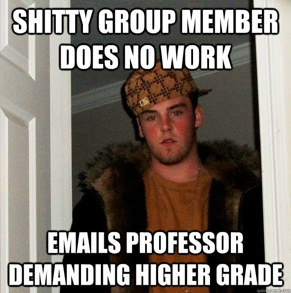 Shitty group member does no work emails professor demanding higher grade  Scumbag Steve