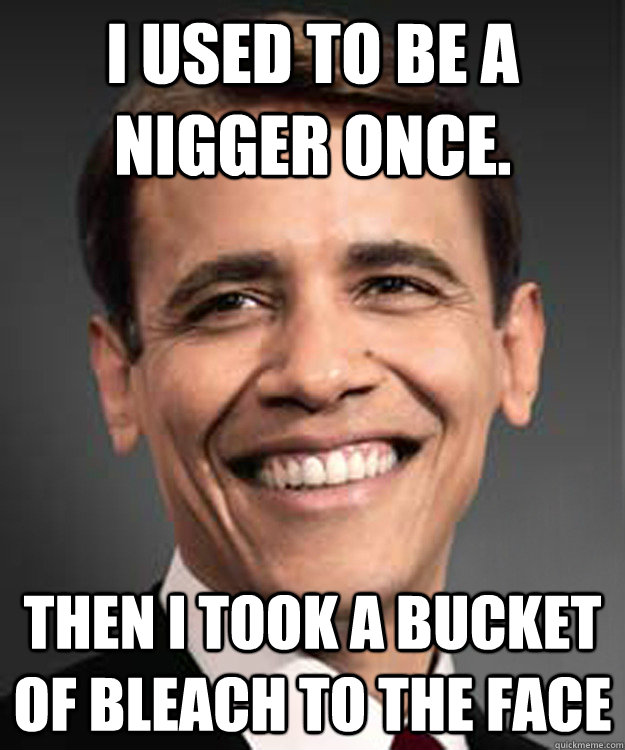 I used to be a nigger once. Then I took a bucket of bleach to the face  o nigger