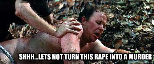 shhh...lets not turn this rape into a murder   Deliverance Rape Scene