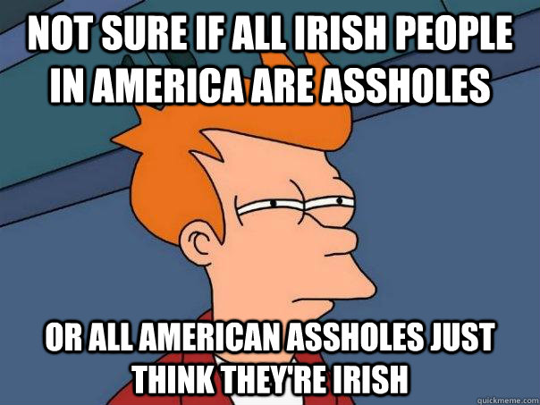 Not sure if all irish people in america are assholes Or all american assholes just think they're irish - Not sure if all irish people in america are assholes Or all american assholes just think they're irish  Futurama Fry