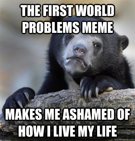 The first world problems meme makes me ashamed of how I live my life  Confession Bear