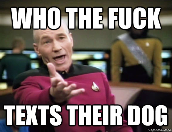 who the fuck texts their dog  Annoyed Picard HD
