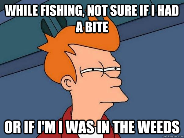 While fishing, not sure if I had a bite Or if i'm I was in the weeds  Not sure if deaf