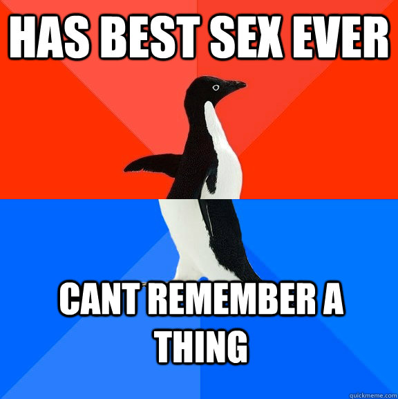 has best sex ever cant remember a thing   Socially Awesome Awkward Penguin
