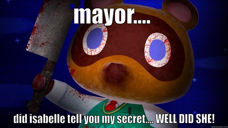 MAYOR....  DID ISABELLE TELL YOU MY SECRET.... WELL DID SHE! Misc