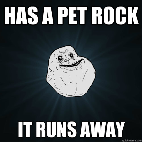 Has a pet rock It runs away  Forever Alone
