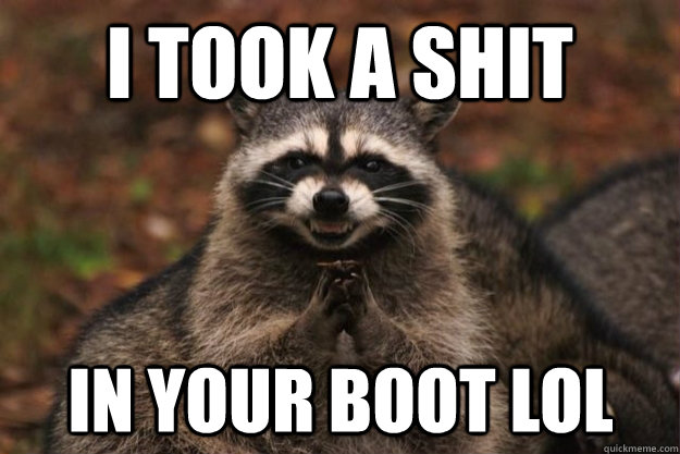 I took a shit in your boot lol - I took a shit in your boot lol  cheap racoon