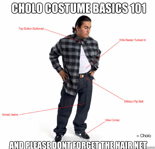 cholo costume basics 101 and please dont forget the hair net - cholo costume basics 101 and please dont forget the hair net  Misc