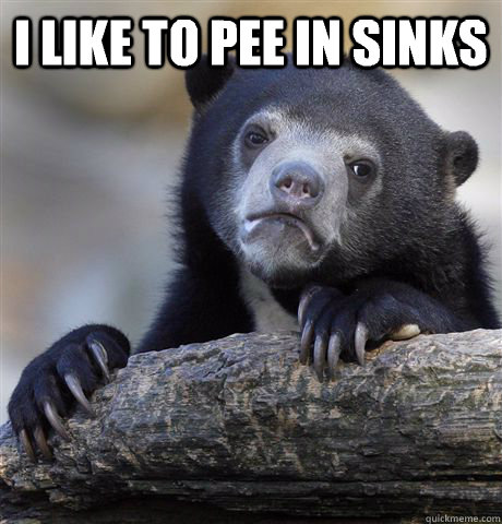 I like to pee in sinks   Confession Bear