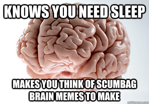 Knows you need sleep Makes you think of scumbag brain memes to make  Scumbag Brain