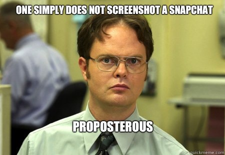 One simply does not screenshot a snapchat Proposterous   Schrute