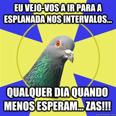 eu vejo-vos a ir para a esplanada nos intervalos... qualquer dia quando menos esperam... zas!!!  Religion Pigeon