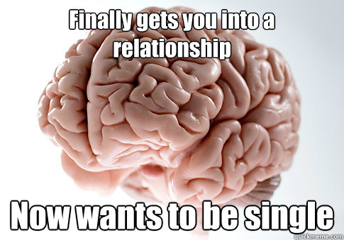 Finally gets you into a relationship Now wants to be single  Scumbag Brain